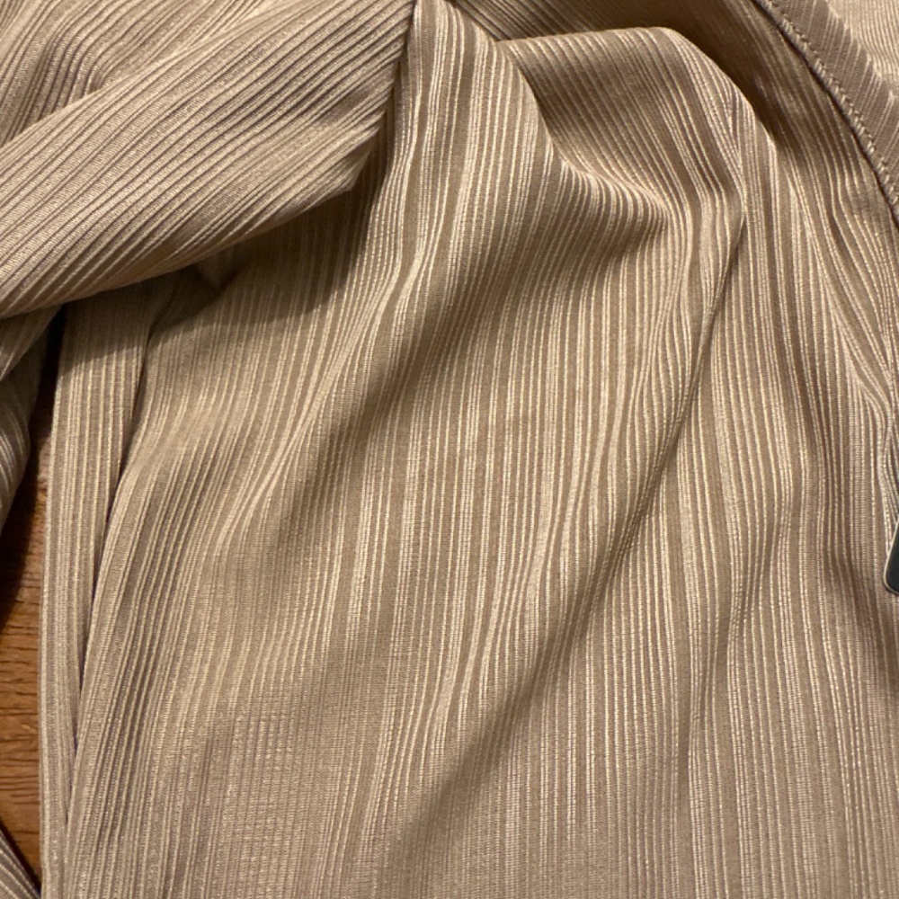 Long Sleeve Open Collared Ribbed Top - Picture 6 of 6